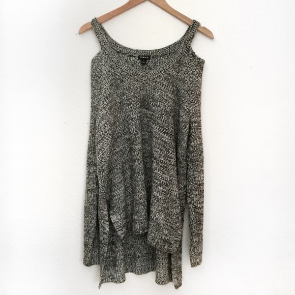 Torrid Sweaters - Torrid | Grey Marled Knit Split Next Sweater 1X
